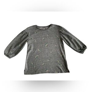 Old Navy Relaxed Balloon-Sleeve French-Terry Daisy Floral Top Gray Women’s S